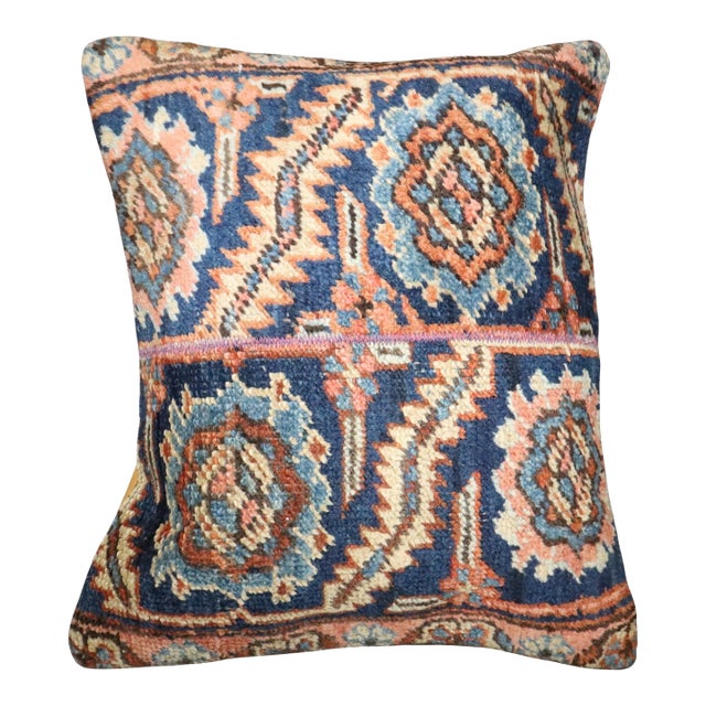 Antique Zabihi Collection Persian Heriz Sewn Rug Pillow For Sale