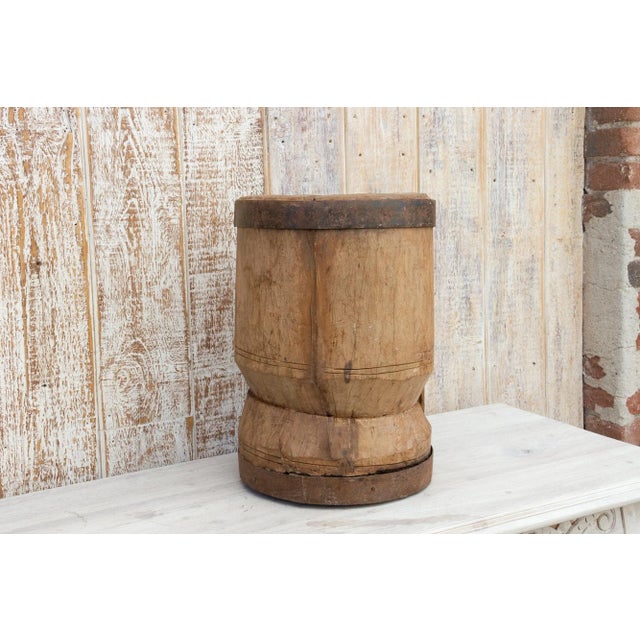 Rustic Wooden Spice Mortar Grinder For Sale - Image 4 of 10