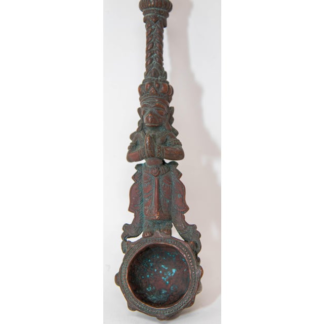 Antique Fine Asian Ceremonial Indian Cast Bronze Puja Spoon 19th C. For Sale In Palm Springs - Image 6 of 12