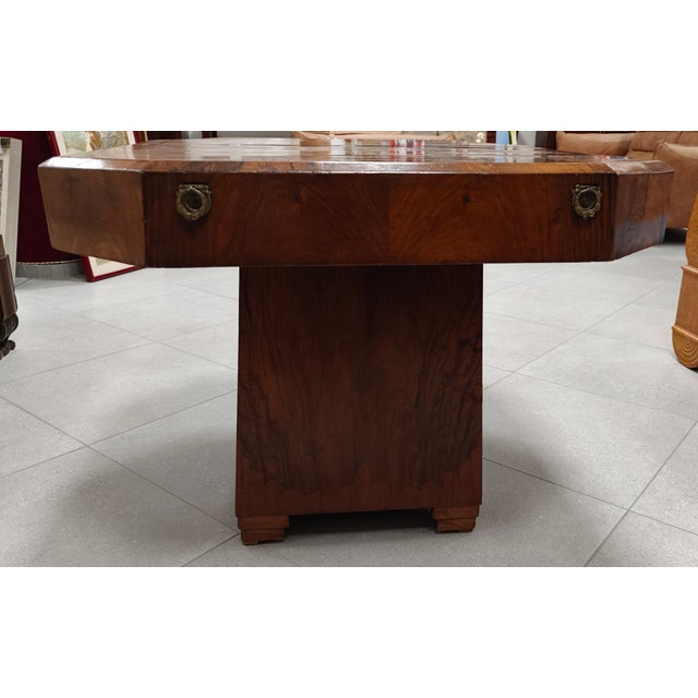 1940s Art Deco Octagonal Walnut Table, 1940s For Sale - Image 5 of 11
