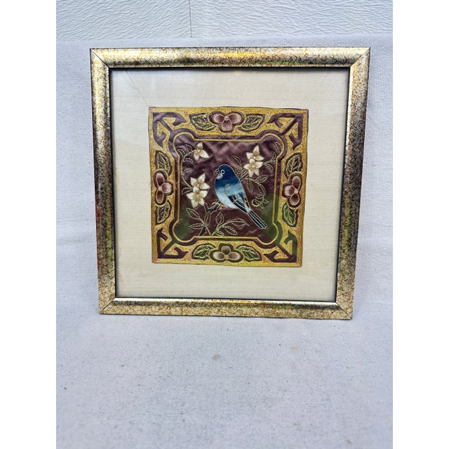 Vintage Framed Silk Embroidery For Sale - Image 4 of 7