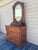 1980s Dixie Furniture Recollections Rustic Country French Solid Oak Chest With Oval Table Mirror For Sale - Image 9 of 12