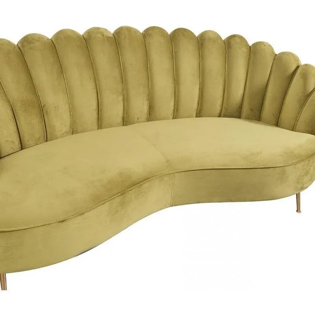 Spanish Three-Seater Sofa in Green Velvet by Spanish Manufactory For Sale - Image 6 of 10