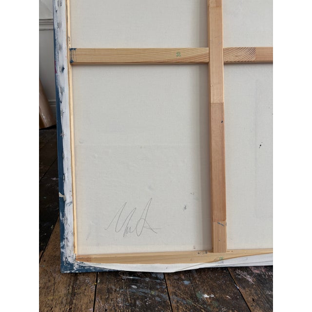 Gray Contemporary Abstract Acrylic, Ink & Textiles on Canvas "Soda" by Marcus Aitken For Sale - Image 8 of 8