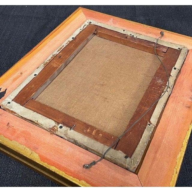 Late 19th Century Vintage Signed E. Heaton Oil Painting Landscape Sunset Cottage River For Sale - Image 5 of 5