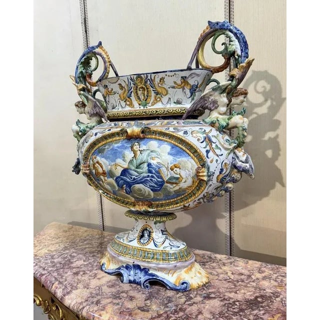 Large Centerpiece in Glazed Ceramic For Sale - Image 3 of 9