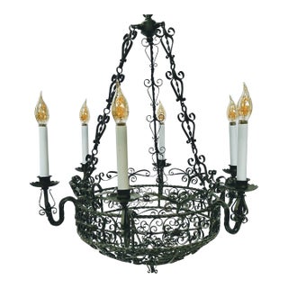 21st Century Arte De Mexico 6-Light Spanish Colonial-Style Chandelier For Sale