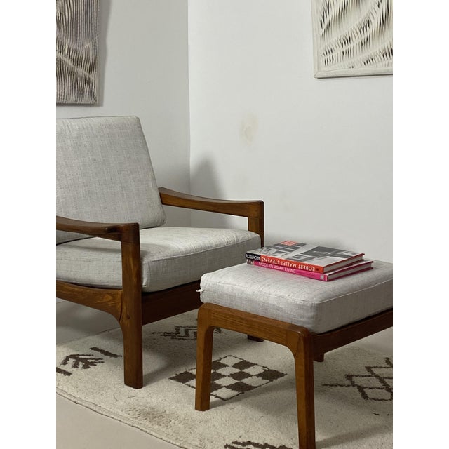 Set of Danish Teak Lounge Chair and Ottoman, 1960s For Sale - Image 3 of 18