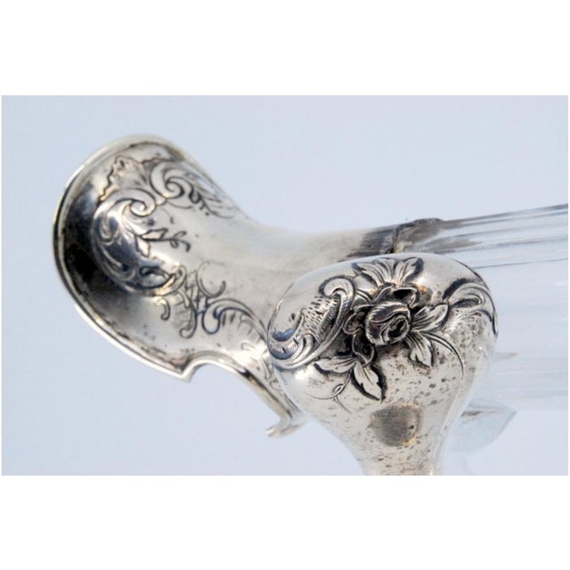 Glass Jug with Glass Handle, Neck and Removable Silver Lid For Sale - Image 10 of 11