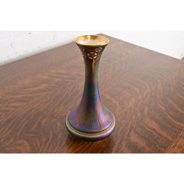 Carlsbad Porcelain Carlsbad Austrian Art Nouveau Porcelain Iridesecent Vase, Late 19th Century For Sale - Image 4 of 12