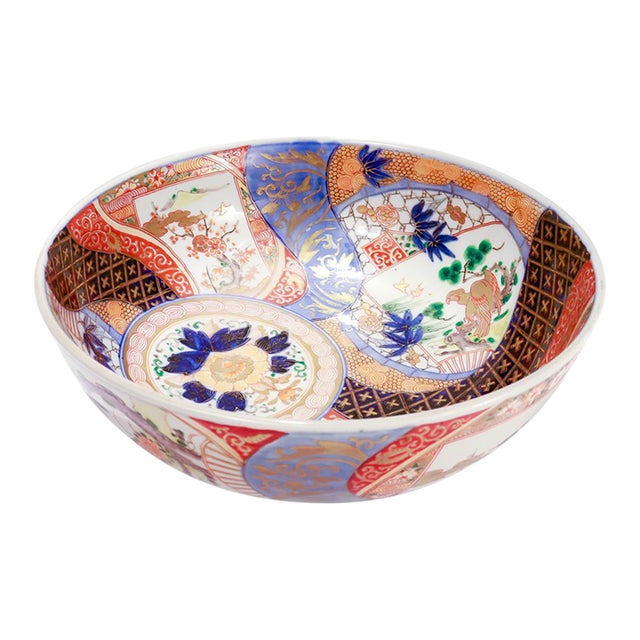 Antique Japanese Meiji Period Imari Porcelain Punch Bowl or Centerpiece For Sale