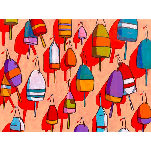 Buoys by James Mattison, 36x48, Oil on Wood Canvas, 2024 For Sale