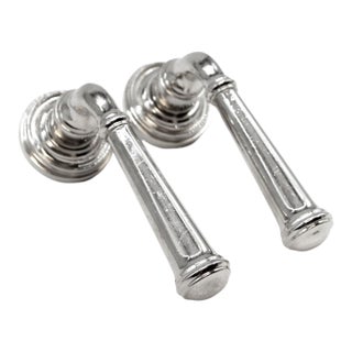 Pair of Vintage Modern Chrome Fixed Lever Door Knob Set For Sale