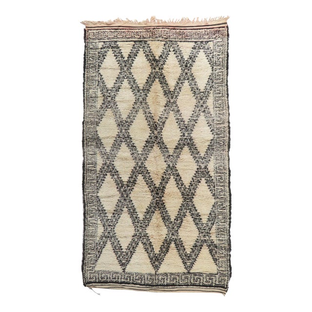 Mid 20th Century Vintage Moroccan Beni Ourain Rug - 06'05 X 11'06 For Sale