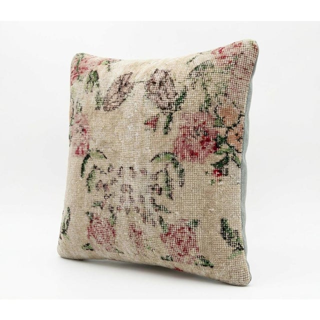 Mid-Century Modern Turkish Wool Rug Pillow Cover 19'' X 19'' For Sale - Image 3 of 4