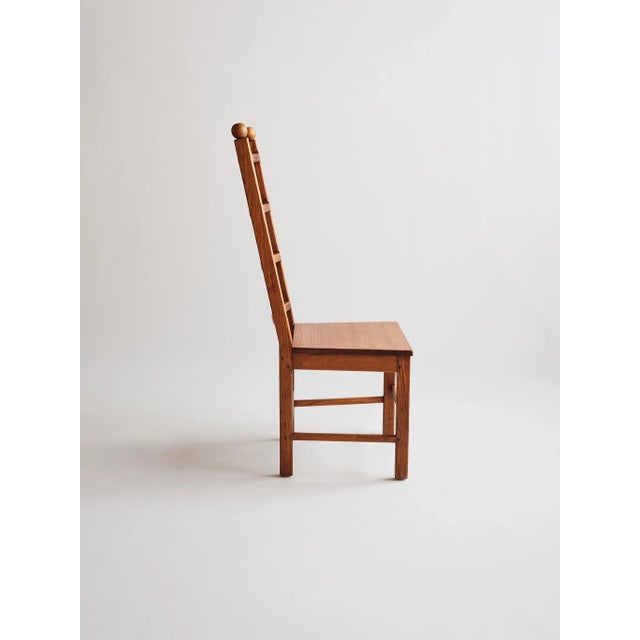 Mexican The Vintage Solid Wood Geometric Ladder Back Dining Chairs For Sale - Image 3 of 14