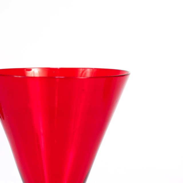 Set of 12 Red Venetian / Murano Glass Salviati Attributed Wine Goblets or Cups For Sale - Image 18 of 18