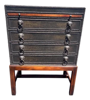 1990s In the Style of Theodore Alexander Campaign Chest of Drawers on Stand With Slip Serving Tray
