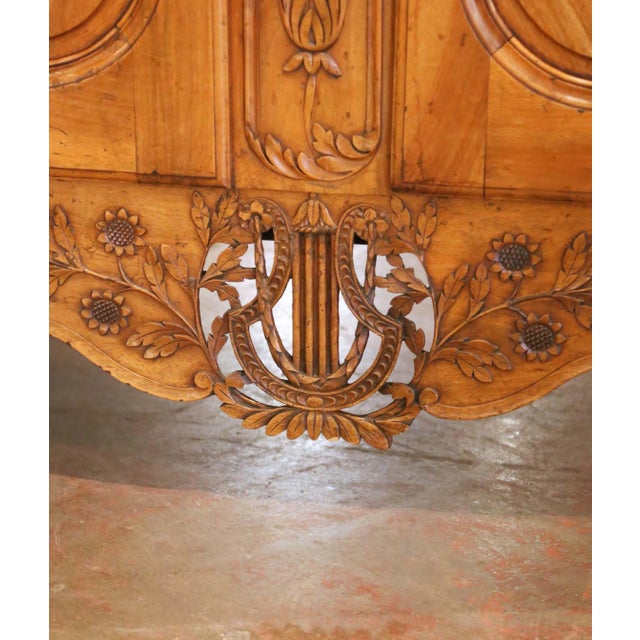 18th Century French Louis XV Carved Walnut Wedding Armoire From Provence For Sale - Image 16 of 18