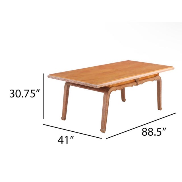 French Art Deco Dining Table by Claude Olivier Meerson, 1937. Sycamore Top With Cerused Oak Base For Sale In New York - Image 6 of 7