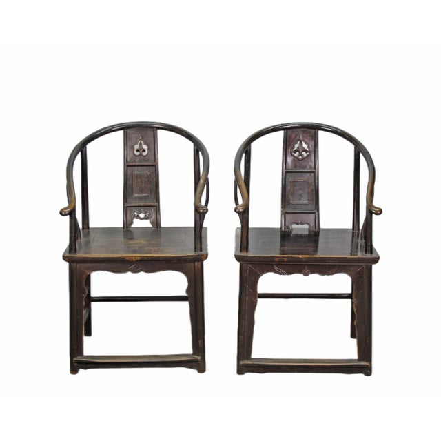 A Pair Antique Chinese Round Back Arm Chairs For Sale - Image 13 of 13