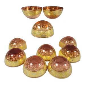 10 Antique Moser Art Glass Bowls Cranberry Gold & Raised Enamel