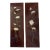Vintage 1940’s Asian Lacquered Red Mahogany Art Panels With Brass and Tin Flowers and Butterflies Inlay - Set of 2 For Sale