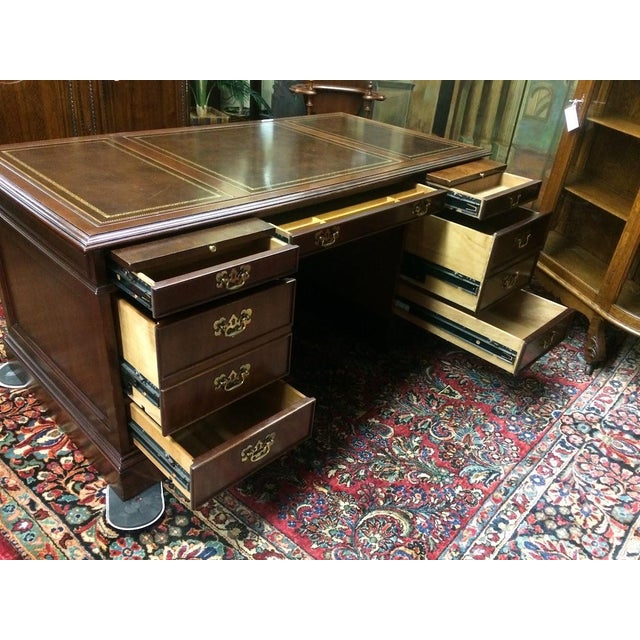 Vintage Executive Desk, Leather Top Desk, Sligh Furniture For Sale - Image 13 of 18