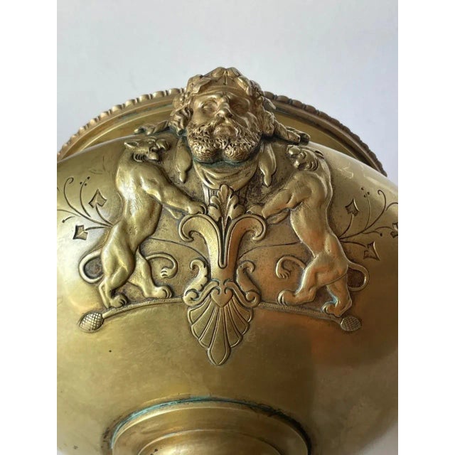 French Large 19th Century Patinated Bronze Centerpiece Urn on Marble Base. For Sale - Image 11 of 13