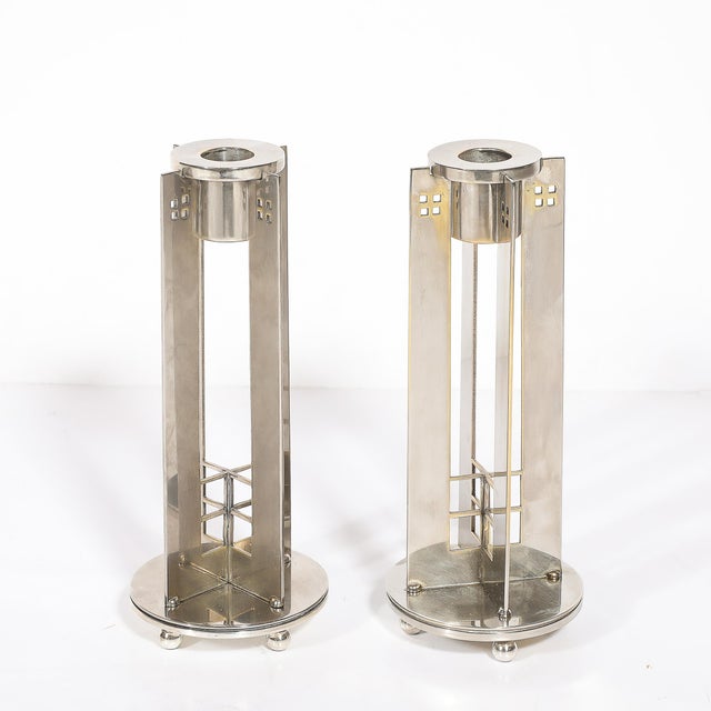 Modern Pair of Modernist Signed Swid Powell Geometric Candlestick Holders For Sale - Image 3 of 18