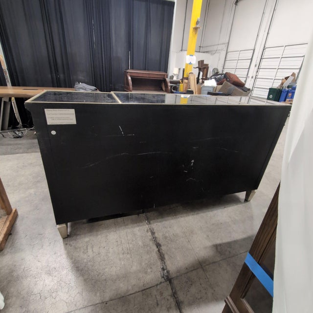 Silver Horchow Amelie Mirrored Breakfront Buffet With Silver Leaf Trim, 3 Drawers and 4 Doors For Sale - Image 8 of 12