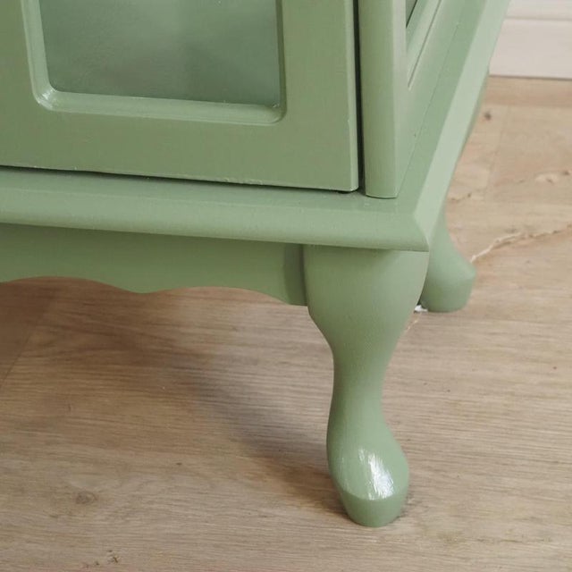 Small Display Cabinet in Pastel Green with Mirrored Back Panel For Sale - Image 6 of 16