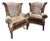 Pair of Woven Snake Velvet Chippendale Style Wing Chairs For Sale