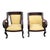 Pair of 1920s Second Empire mahogany salon chairs. Solid hardwood frames with carved scroll arms and cabriole legs....