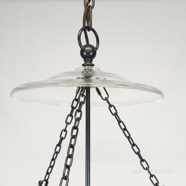 Vintage Bell & Jar Cut Lead & Heavy Bronze Finish Solid Brass Frame Chandelier For Sale - Image 4 of 16
