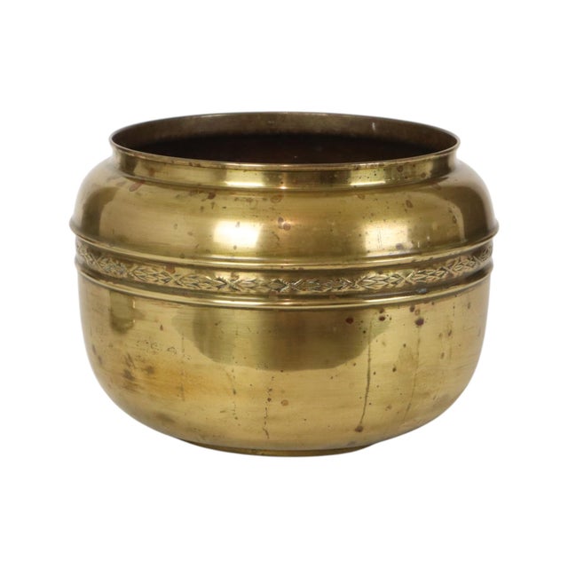 Large French Brass Repoussé Planter Pot For Sale - Image 15 of 16