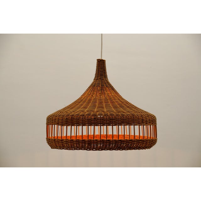 Mid-Century Modern Rattan Wicker Pendant Light, 1960s For Sale - Image 4 of 9