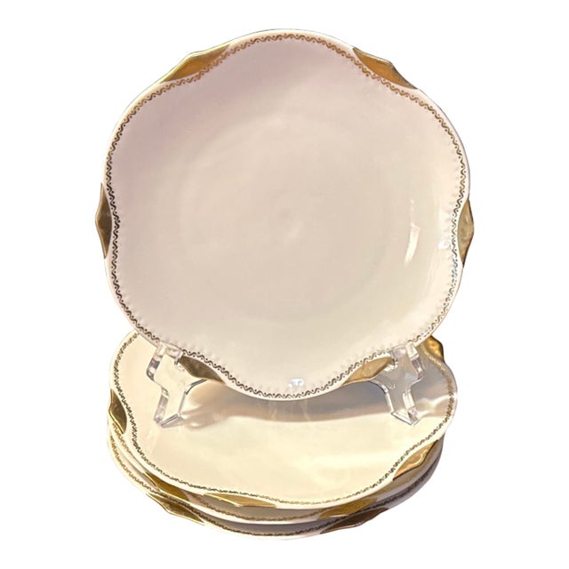 Antique German r.s. Porcelain Gold Trimmed Plates- Set of 4 For Sale
