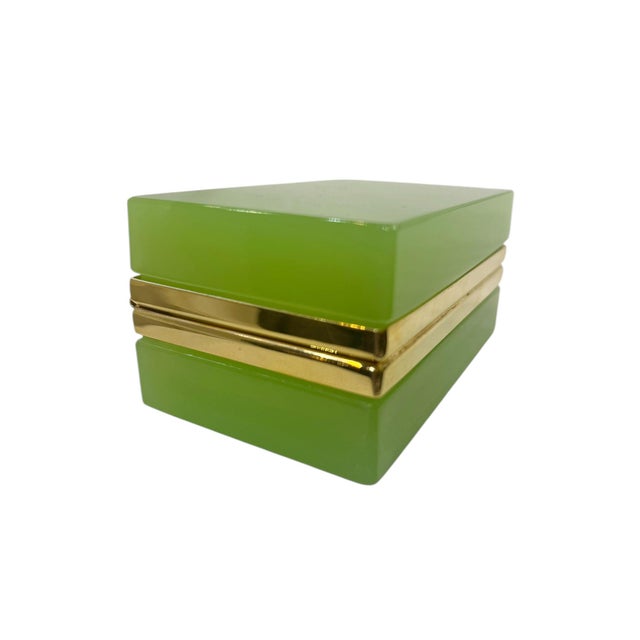French Lime Green Color Opaline Box, Circa 1920 For Sale - Image 4 of 5