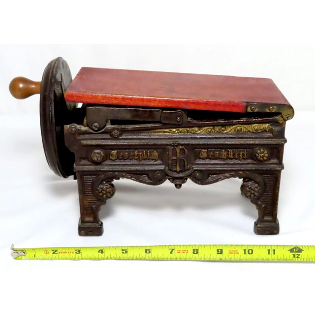 Antique Cast Iron Hand Crank Mechanical Tobacco Cutter For Sale - Image 10 of 13