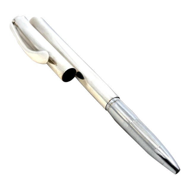 1990s Tiffany & Co Elsa Perreti Estate Ballpoint Pen 5" Silver For Sale