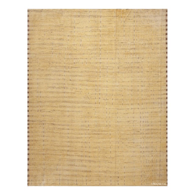 Nazmiyal Collection Warm Yellow Gold Color Abstract Tribal Geometric Design Modern Area Rug For Sale