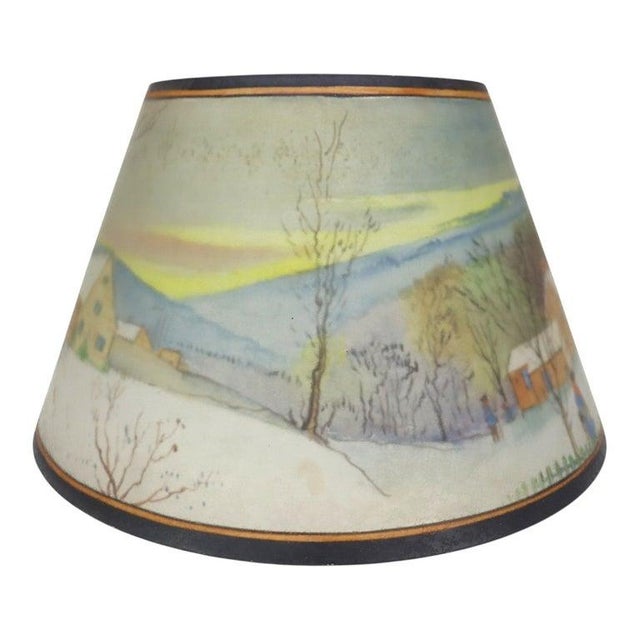 Antique Pairpoint Reverse Painted Table Lamp With Metal Chipped Ice Base C1920 For Sale - Image 10 of 18