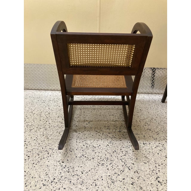 Early 20th Century Rare Form Art Deco Arts and Crafts Period Settee Bench and Chair Set With Caned Seats and Backs For Sale - Image 9 of 12