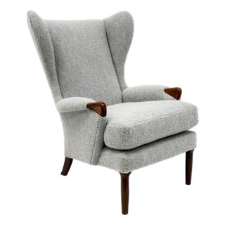 1960s Grey Parker Knoll Wing Armchair For Sale