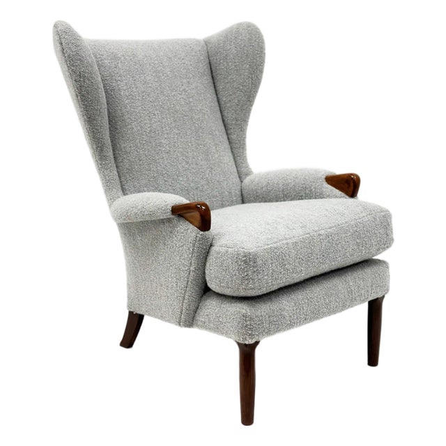 1960s Grey Parker Knoll Wing Armchair For Sale