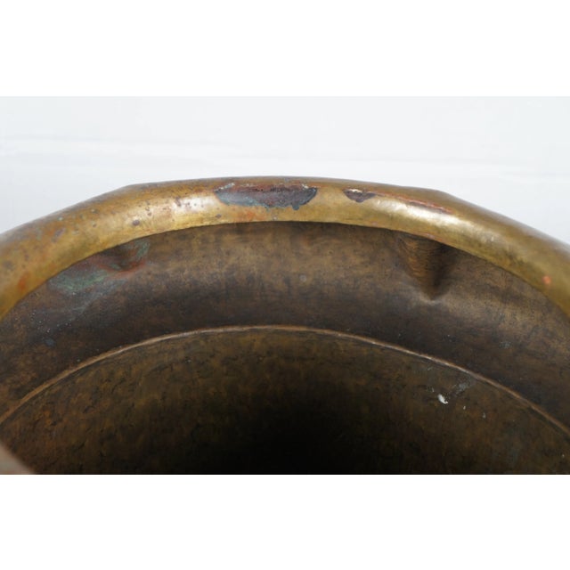Early 20th Century Arts & Crafts Brass Copper Lion Head Claw Foot Umbrella Cane Stand For Sale - Image 10 of 12