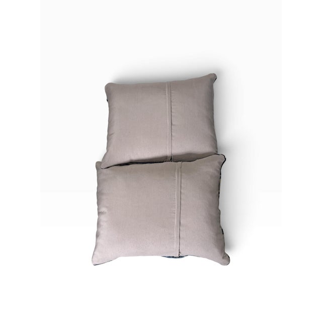Custom Made Set of Two Pillows W/Antique Chinese Rug Fragment 19.5" W For Sale - Image 10 of 10