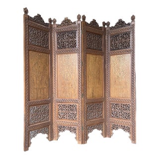 Anglo-Indian Hardwood Calypso Screen, 1890s For Sale