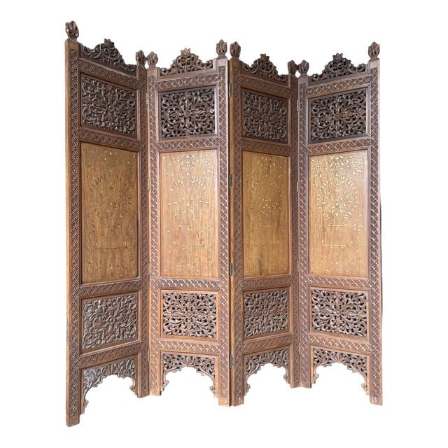 Anglo-Indian Hardwood Calypso Screen, 1890s For Sale